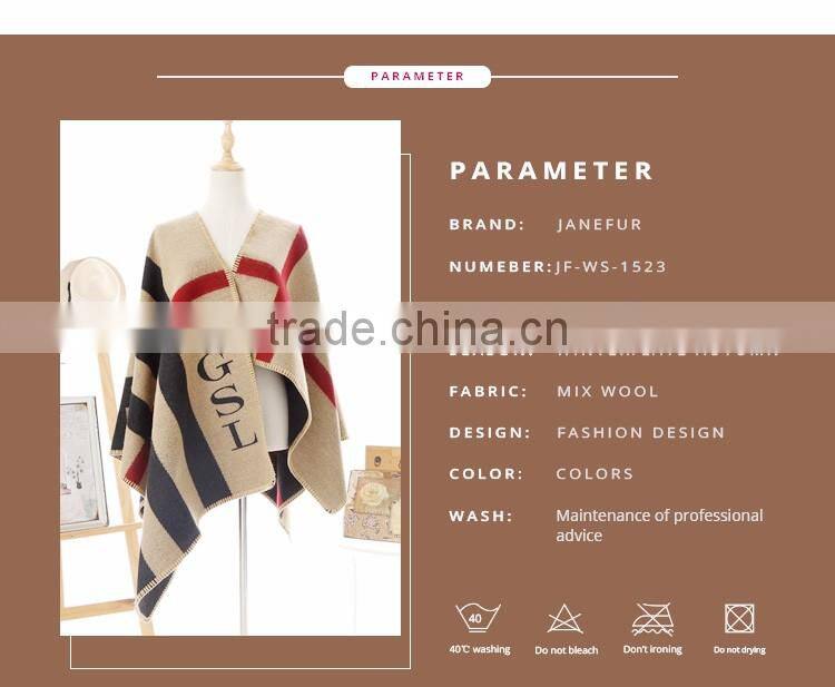 Wholesale street fashion scarf print wool poncho cashmere shawl