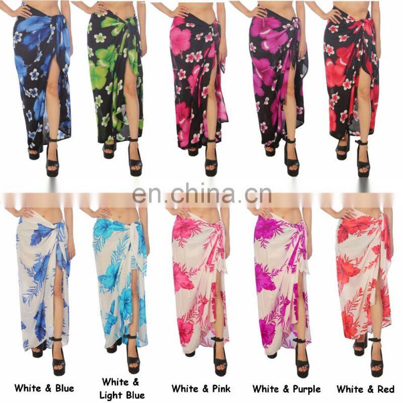 Lofbaz Women's Beach Pareo Sarong Fringeless Wrap Dress Rayon Sexy Cover-up Swimwear Summer