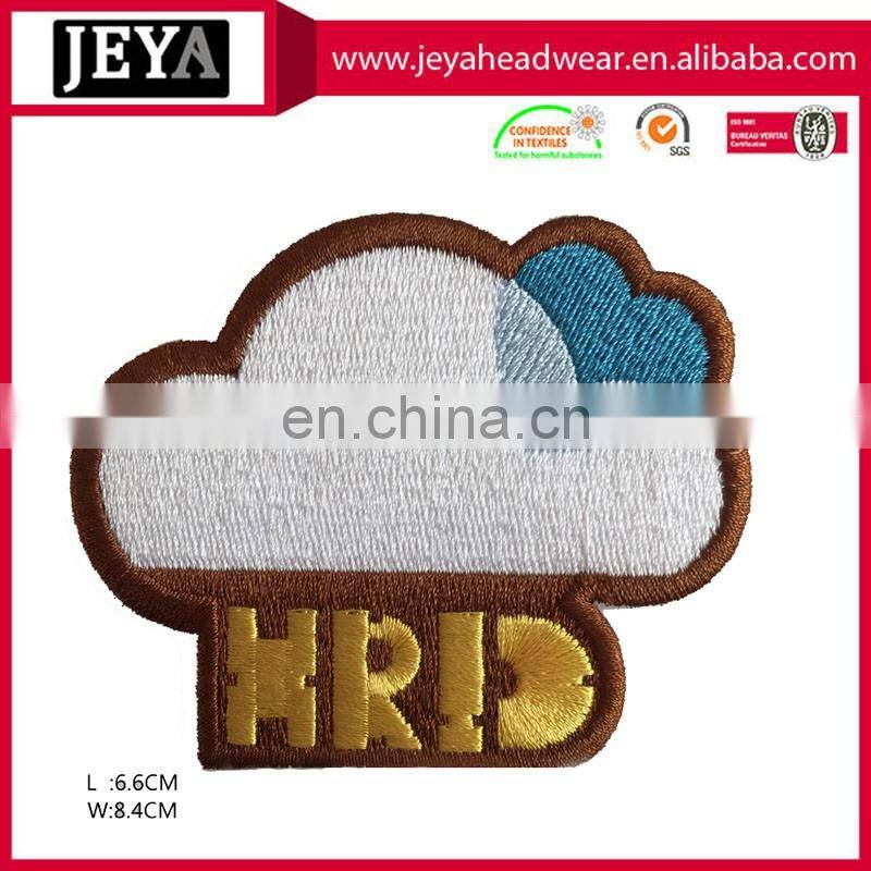 Embroidery blue heart white cloud patch letters patchs