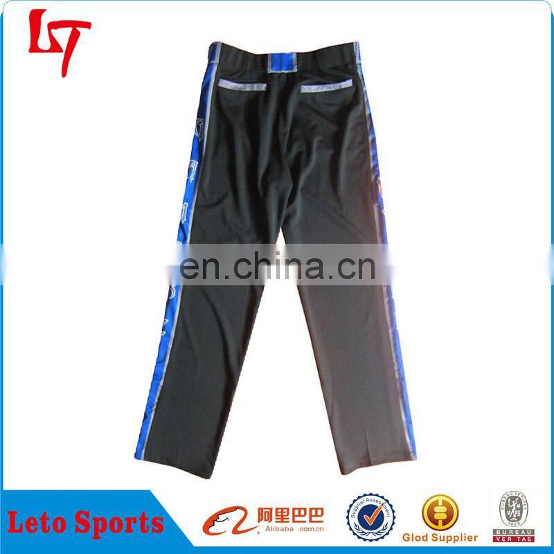 Sublimation baseball softball pants mens sportswear black pants