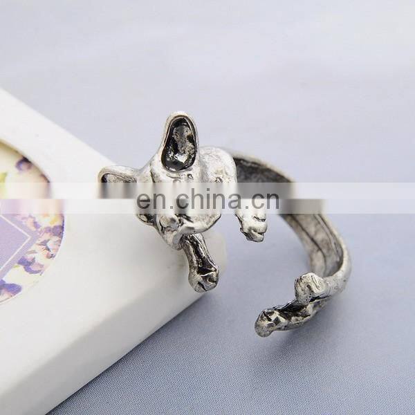 Fashion Design Gold Plated Dog Open Ring Animal Style Cuff Ring