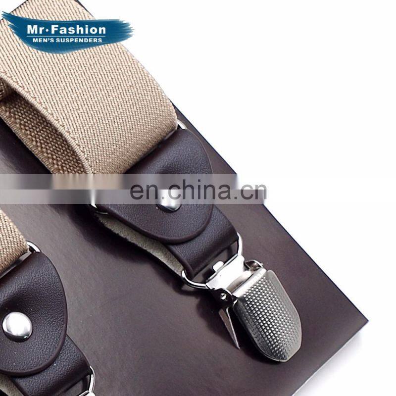 HOT SALE Adult Men's 4 clips high quality solid colors suspenders