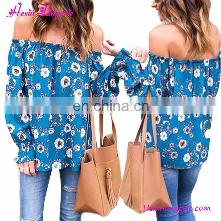 Costum Service Long Horn Sleeve Off Shoulder white crop women tops blouse