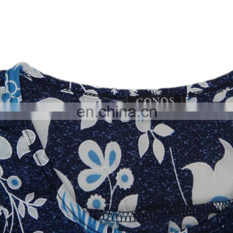 Wholesale girl fashion beautiful flower printed sleeveless lady summer dresses for mid aged women