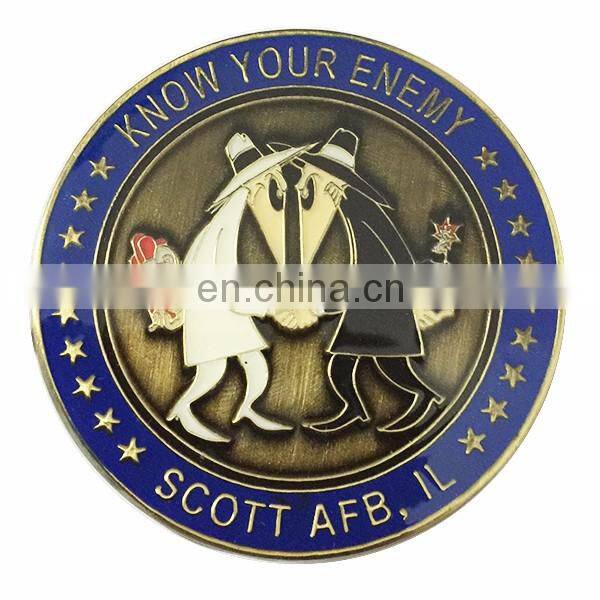 Copper stamped soft enamel souvenir coin with diamond cut edge manufacturer