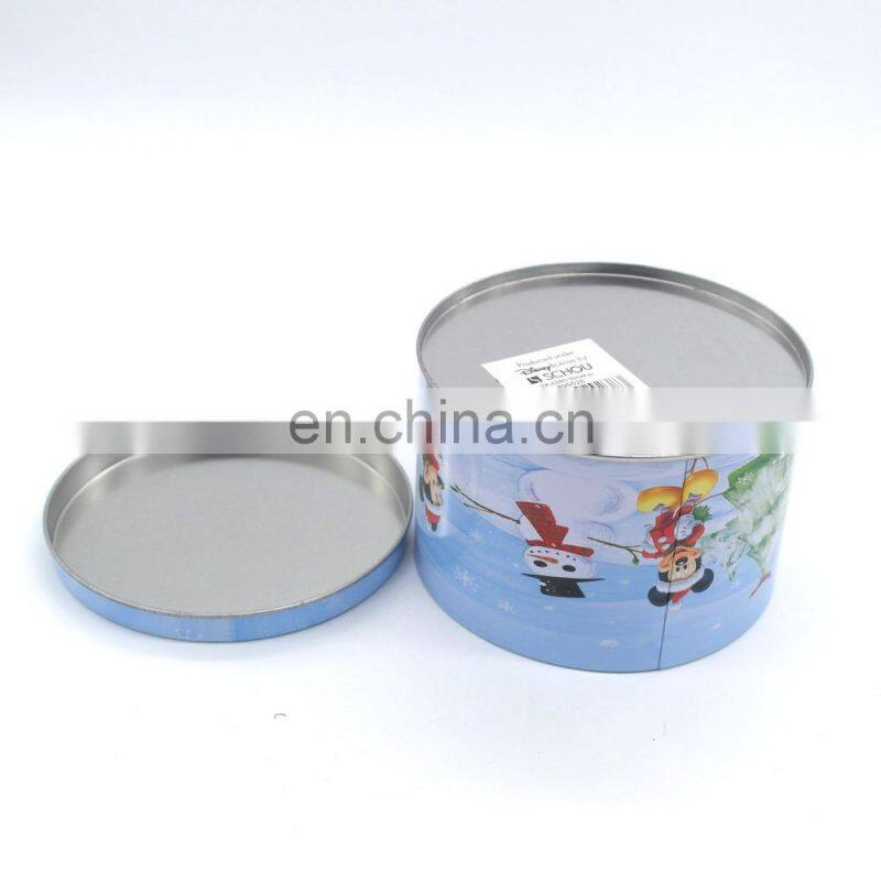 Cute round christmas gift tin boxes,metal tin box for candy/chocolate/cookies