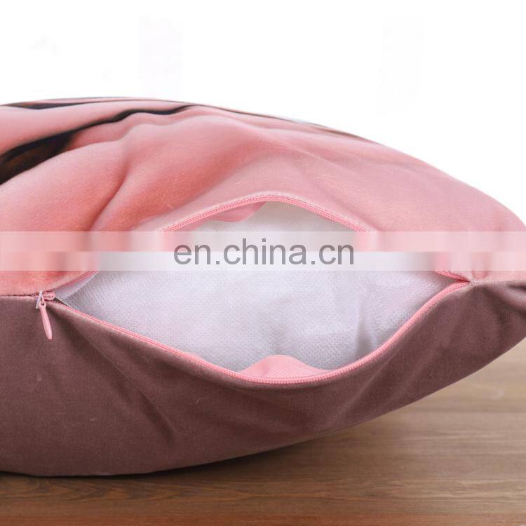 Velvet decorative pink dog print throw pillow indoor cushion for home decor