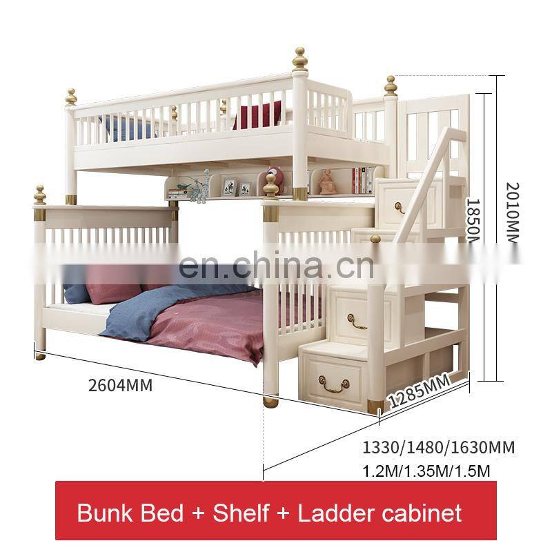 Wooden Bunk Bed Beds with Slide Bedroom Furniture for Mother and Child Bed