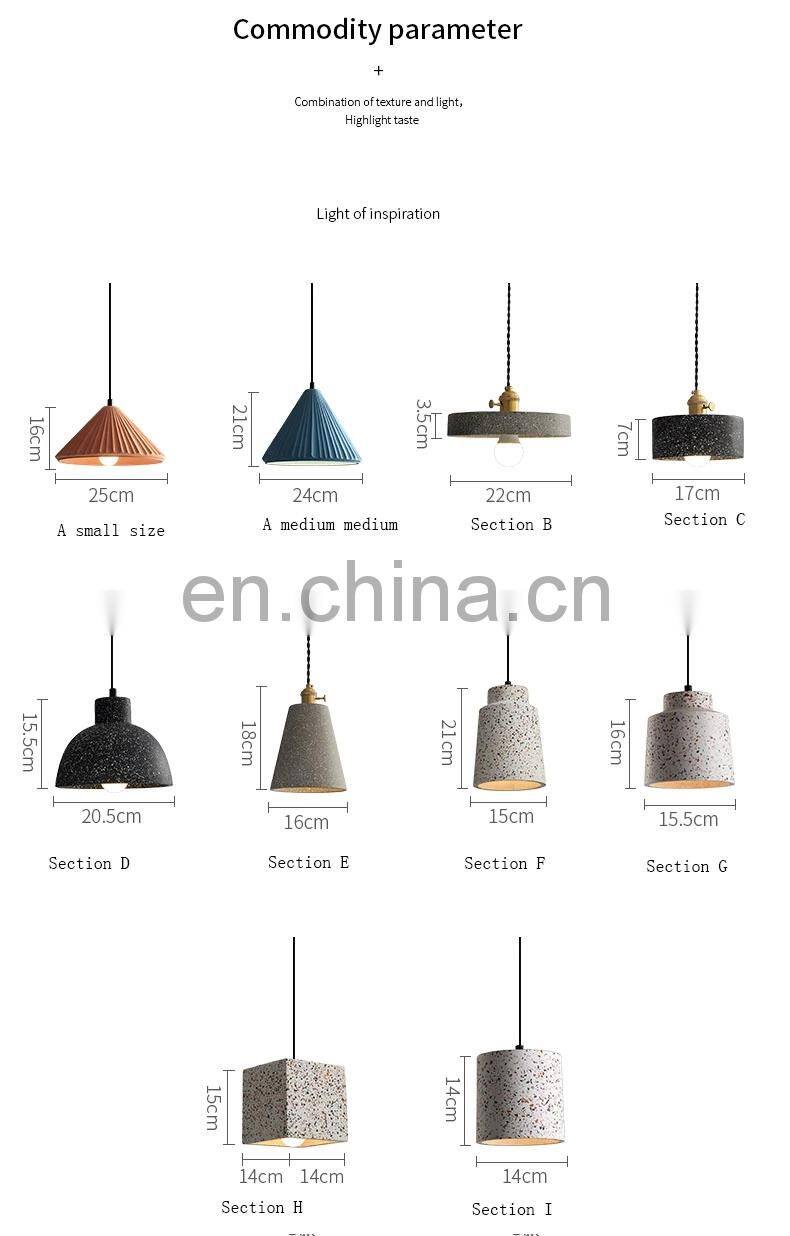 Terrazzo Colorful cement Chandelier Hotel Headboard Acrylic Led Ceiling Pendant Light Kitchen Lamps