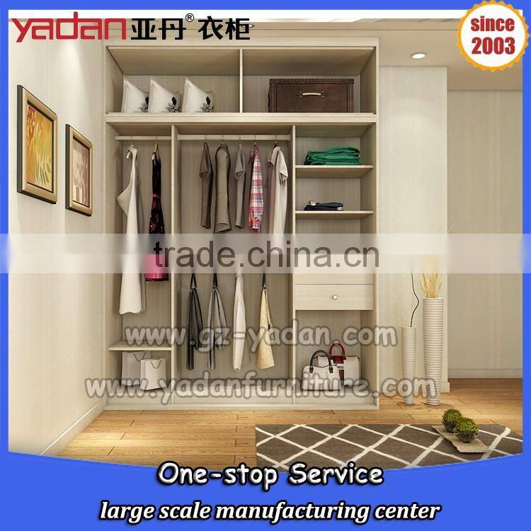 Light color bedroom closet design sliding door wardrobe and bed