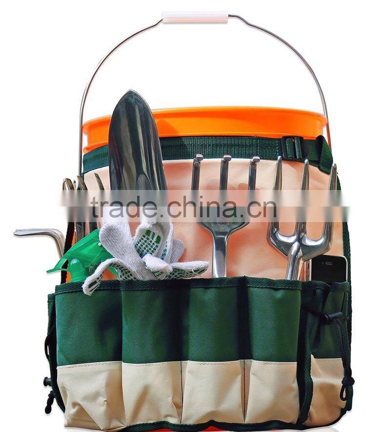 OEM polyester Bucket Garden Tool Organizer,ladies green garden tool organizer bag,green canvas garden tool bag