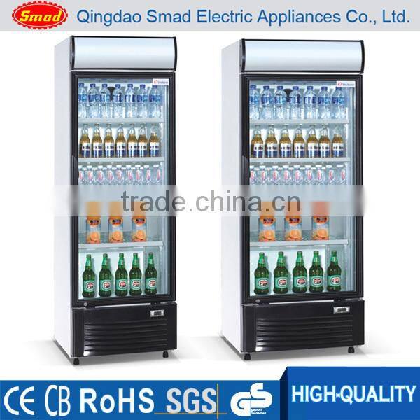 Compressor Cooling Display Fridge with Display Light on top, Glass door Display Showcase for Commecial use