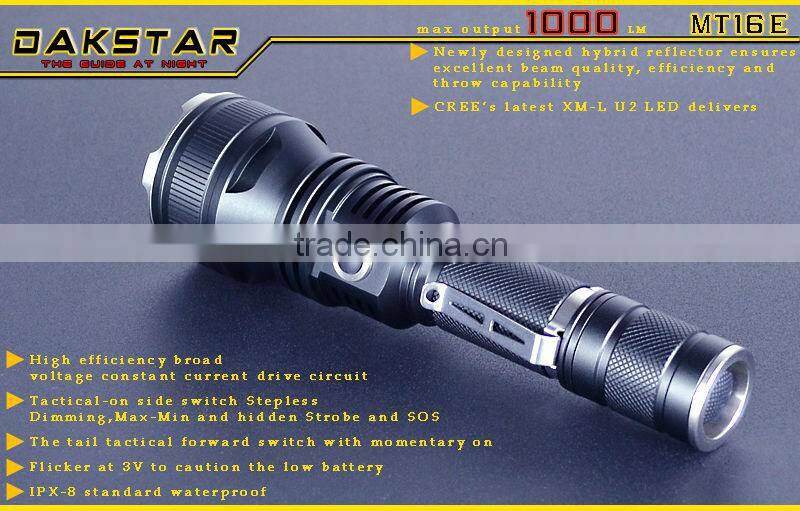 DAKSTAR MT16E XM-L U3 1000LM 18650 Self Defense Side Switch LED Flashlight With CREE