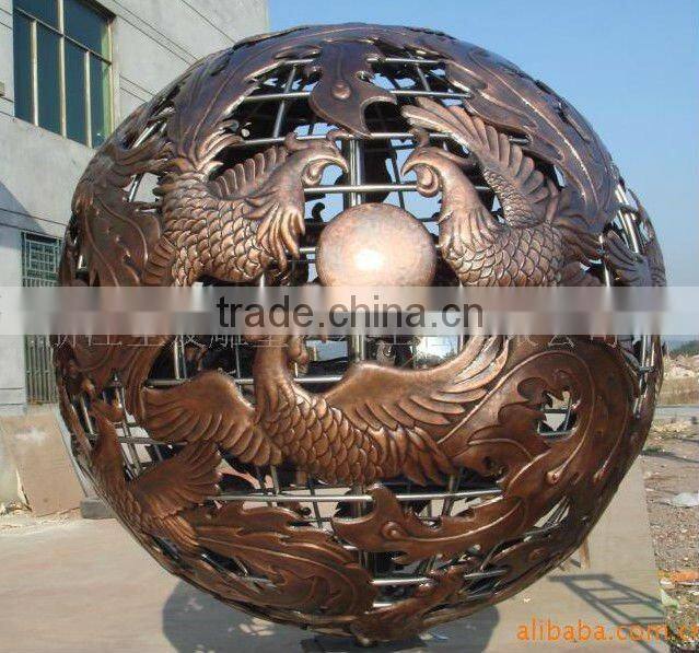 Copper Abstract Outdoor Globe Sculpture