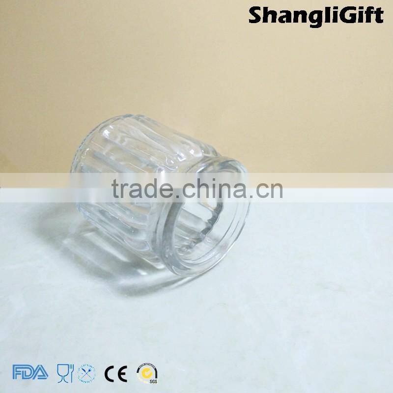 Ribbed With Cap 100ml Glass Candle Jar Cheap
