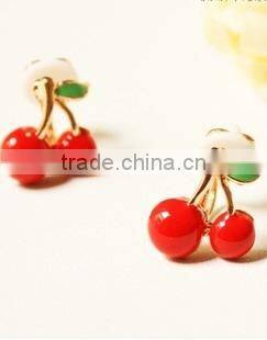 Red cherry earrings Agate Cherry Earrings Beaded Cherry Earrings