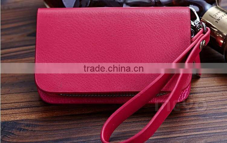 Wholesale money pocket leather key pouch for lady shopping