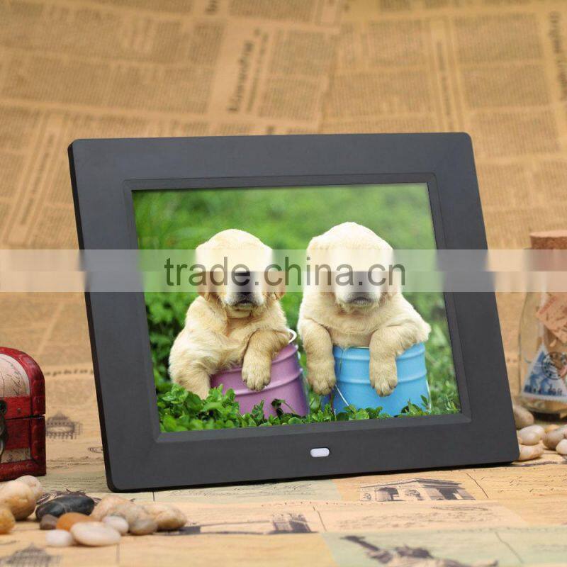 Ultrathin 8 inch HD LCD Digital Picture Photo Frame Alarm Clock MP3 MP4 Movie Player with Remote Control Black/White