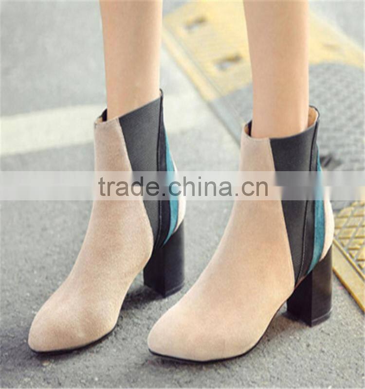 Thick high heel rubber boots women lady gaga heels suede boots