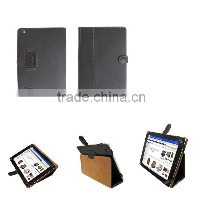 Leather Pouch Case Smart Cover Jacket w/ Stand for the New iPad 3 BLK 01