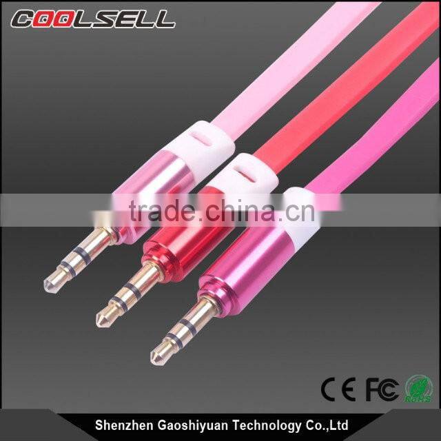 Gold plated colorful audio video cable 3.5mm aux cable NY braided Stereo 3.5mm audio cable