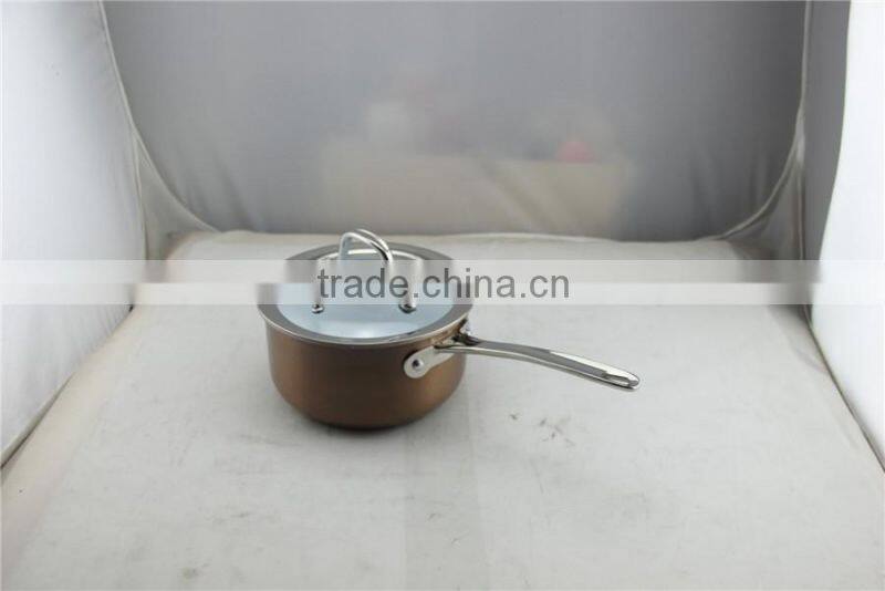 New Design Hot High Quality Aluminum Non-Stick Metalic Sauce Pan Sauce Pot Cooking Pasta Milk Pot S/S Handle