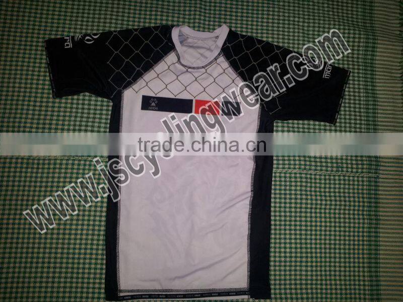 Spandex/Lycra Sublimation Printed Short Sleeve High quality Compression Shirt