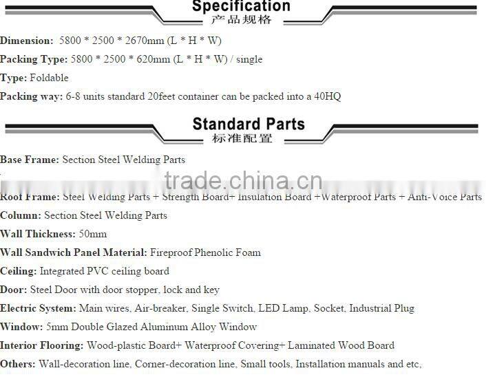 Customized Prefabricated Folding Container House With Low Price