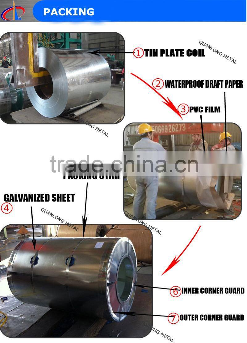 metal package tin weight 2.8 / 2.8g electrolytic tinplate coil