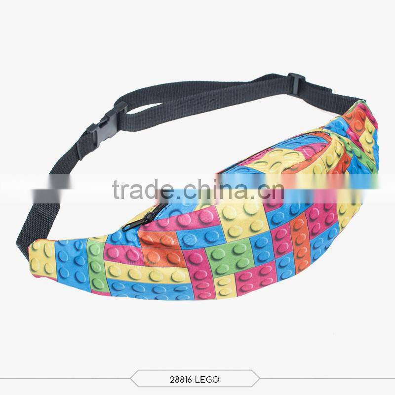 Summer top selling fashion printed running waist bag for ladies sport and leisure