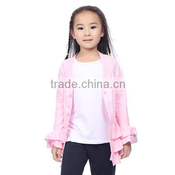 baby clothing wholesale baby pink triple ruffle coats for girls 2015