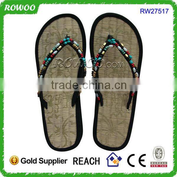 Best selling straw slippers,wholeale new bamboo flip flops slippers
