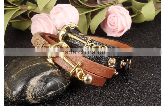 wholesale latest style leather bow and arrow bracelet