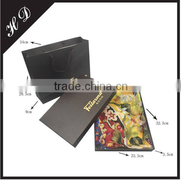 High Quality Brown Paper Scarf Gift Packing Box With Handle