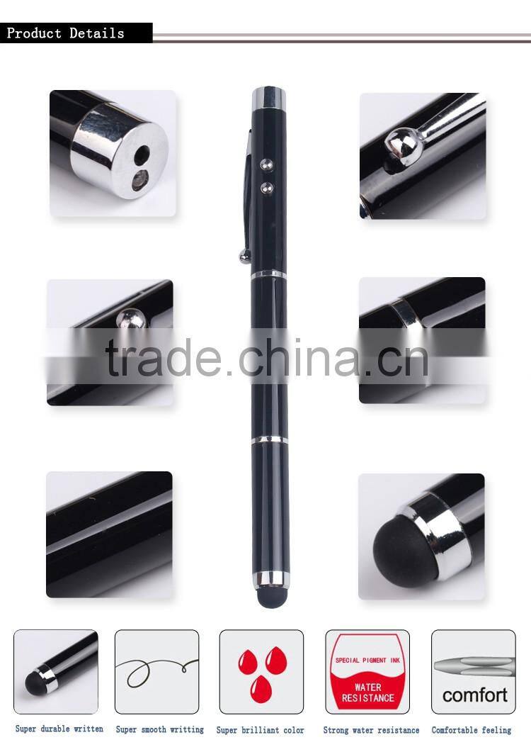 Multi-function laser pointer led light ball pen stylus pen 3 in 1