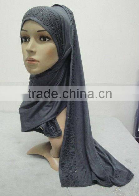 JL009 cotton elastic jersey muslim long scarf