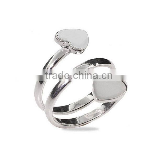Engravable 925 Sterling silver Spiral double heart ring
