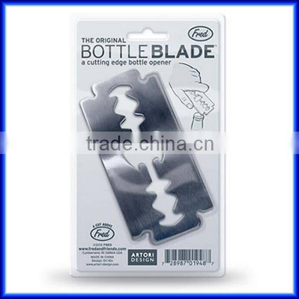 Funny Stainless Steel Metal Razor Blade Beer Bottle Opener/Metal razor blade bottle opener