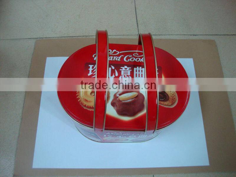 side double handle biscuit&cookie tin box