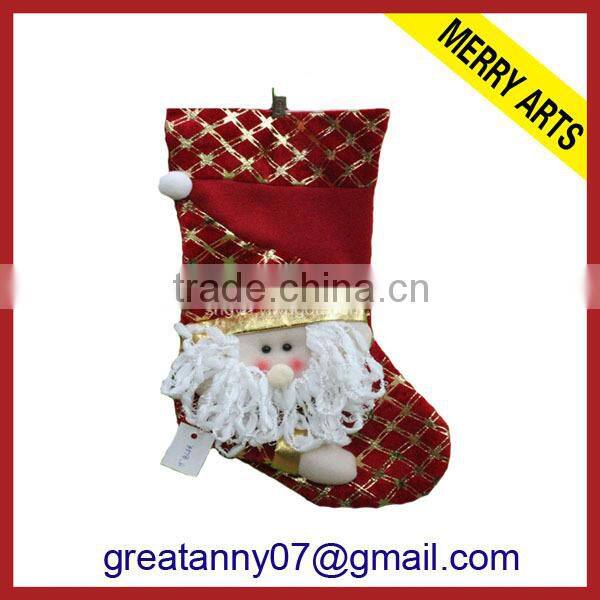 2015 new product new design plain bulk christmas stockings with good quality for wholeasale