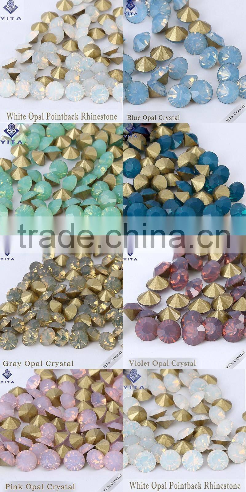 opal color rhinestone ,opal white color chaton,pointed back rhinestone for wedding clothes