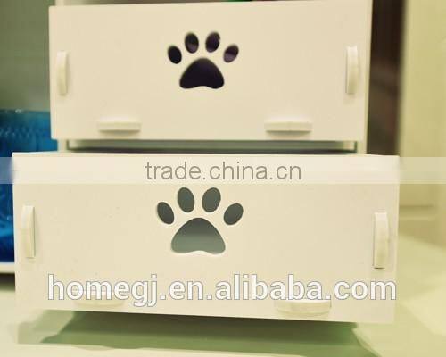 DIY Wooden Desktop Cosmetic Storage Box Office Table Stuff Organizer with 2 drawers