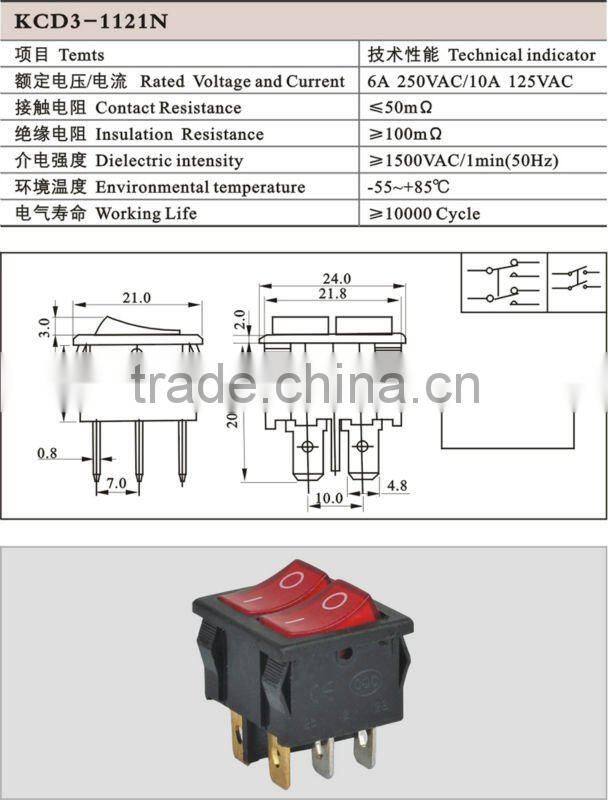Red Light Rocker Switch
