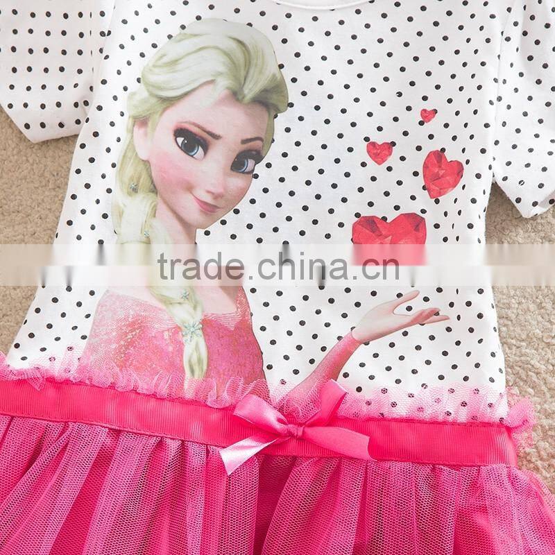 (S5081) 2-6Y Neat children clothes baby girls casual dresses 100% cotton girls dress children princess elsa kids dresses