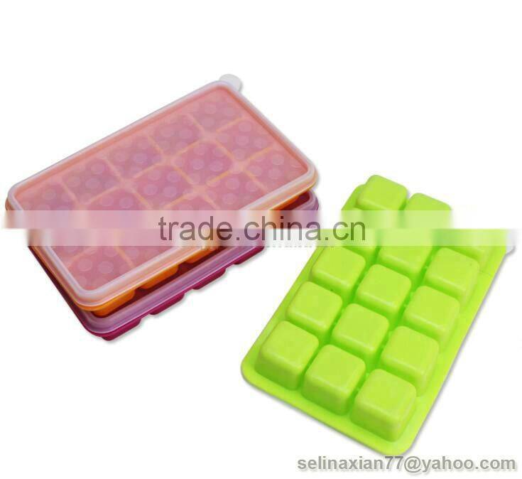 15 Cavity Square Silicone Baby Food Freezer Storage Container Multi-Portions