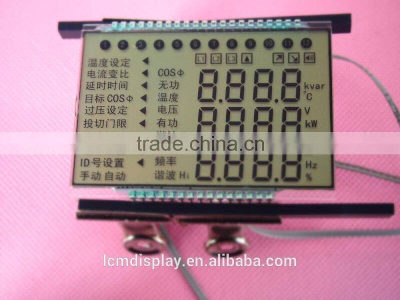 negative segment character solar water heater lcd display,practical TN,white backlight, transmissive
