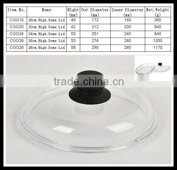 Dishwasher Safe Diameter 16/20/24/26/28cm Glass Lid For Pot