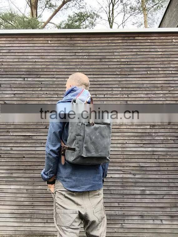 Custom hot sale and high quality waxed canvas backpack