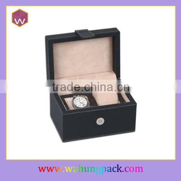 Black Leather Single Mens wrist watch box