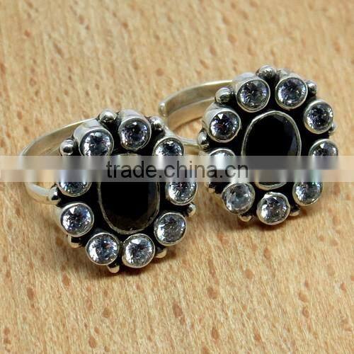 Make A Wish !! Red CZ_White CZ 925 Sterling Silver Toe Ring, Sterling Silver Jewelry, Handmade Toe Rings